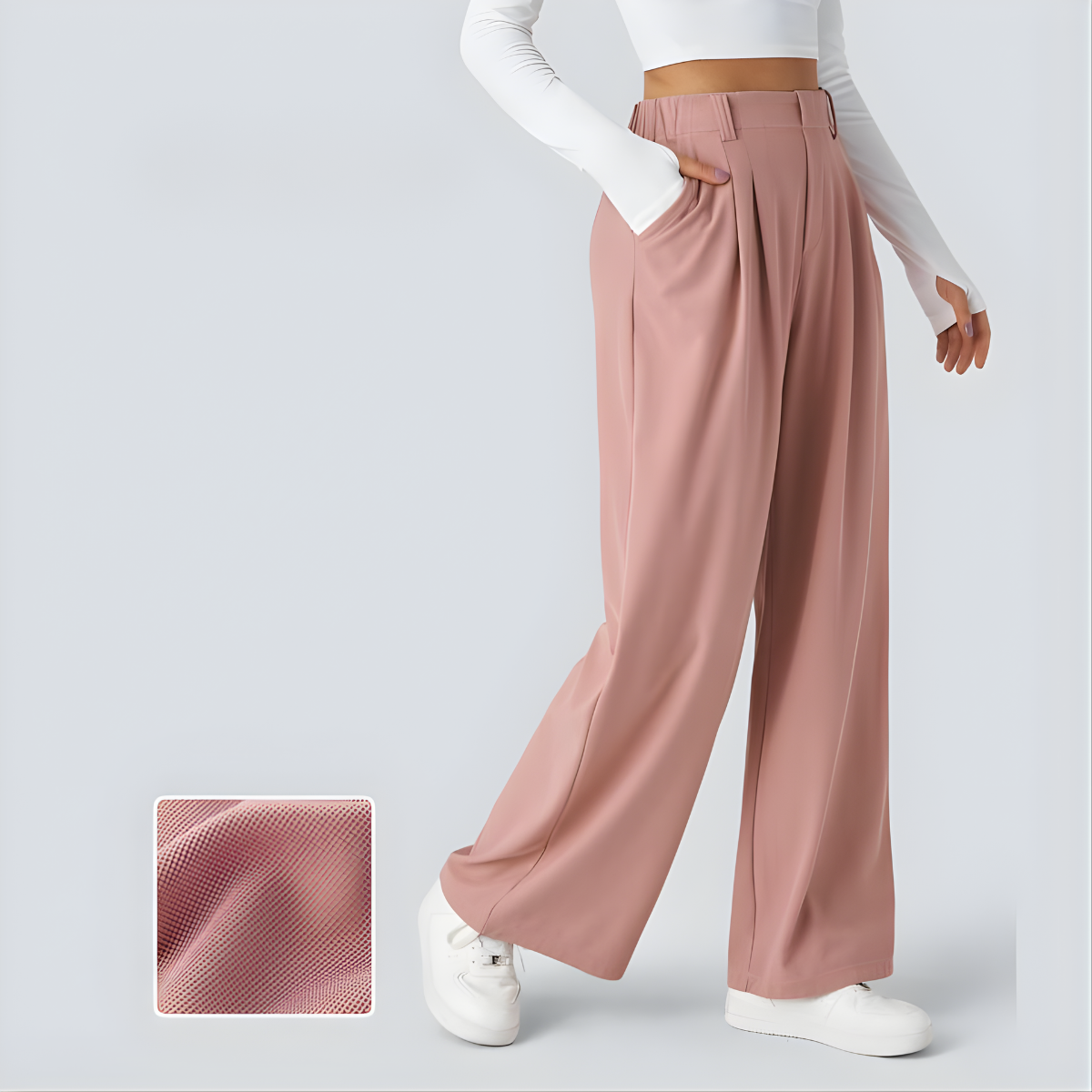 Veloura™ – Lockere Waffel-Hose mit hohem Bund
