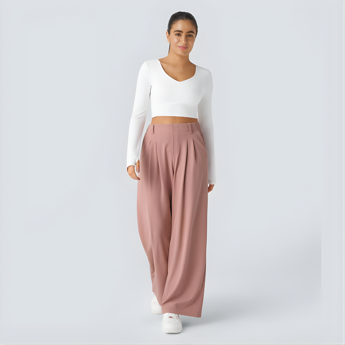 Veloura™ – Lockere Waffel-Hose mit hohem Bund