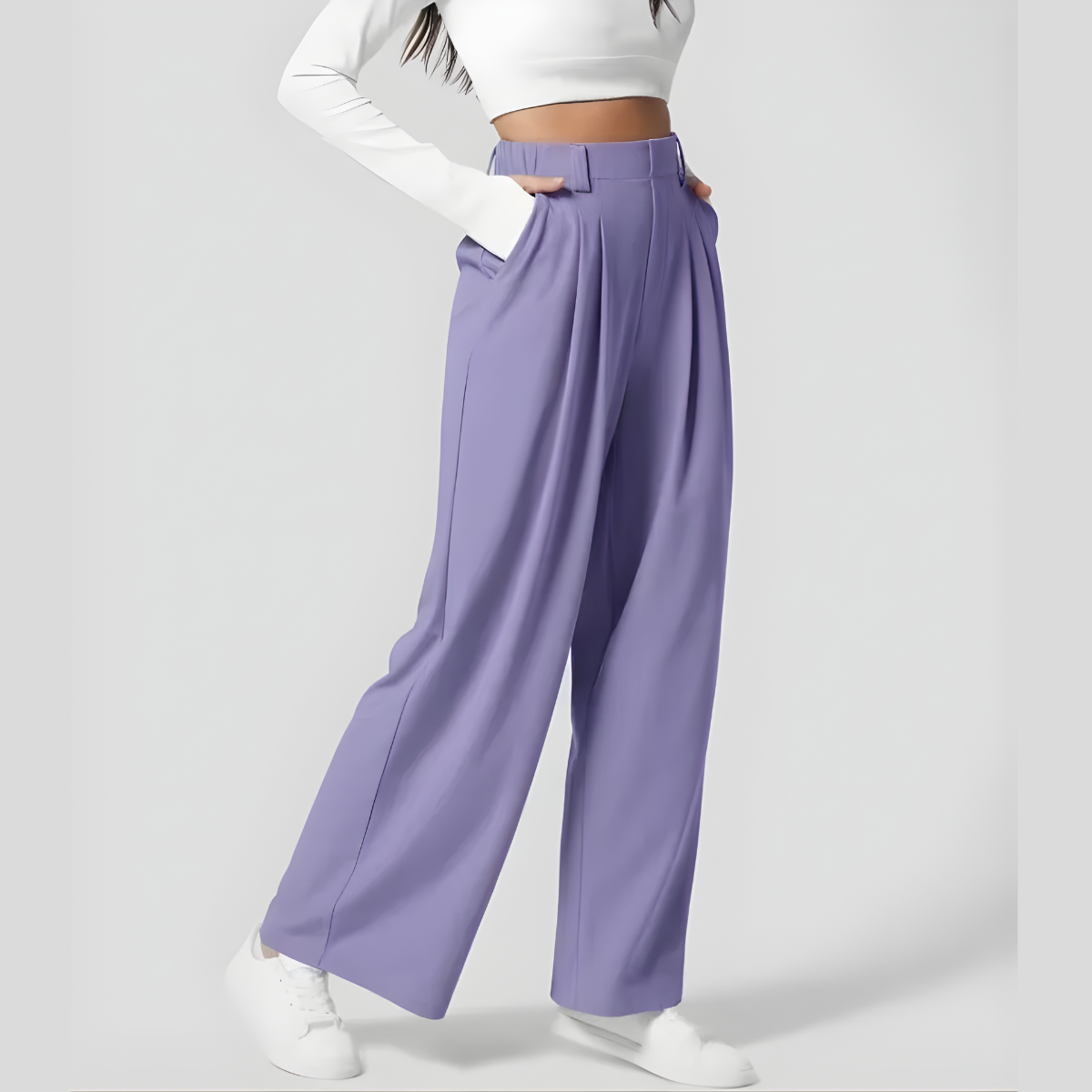 Veloura™ – Lockere Waffel-Hose mit hohem Bund